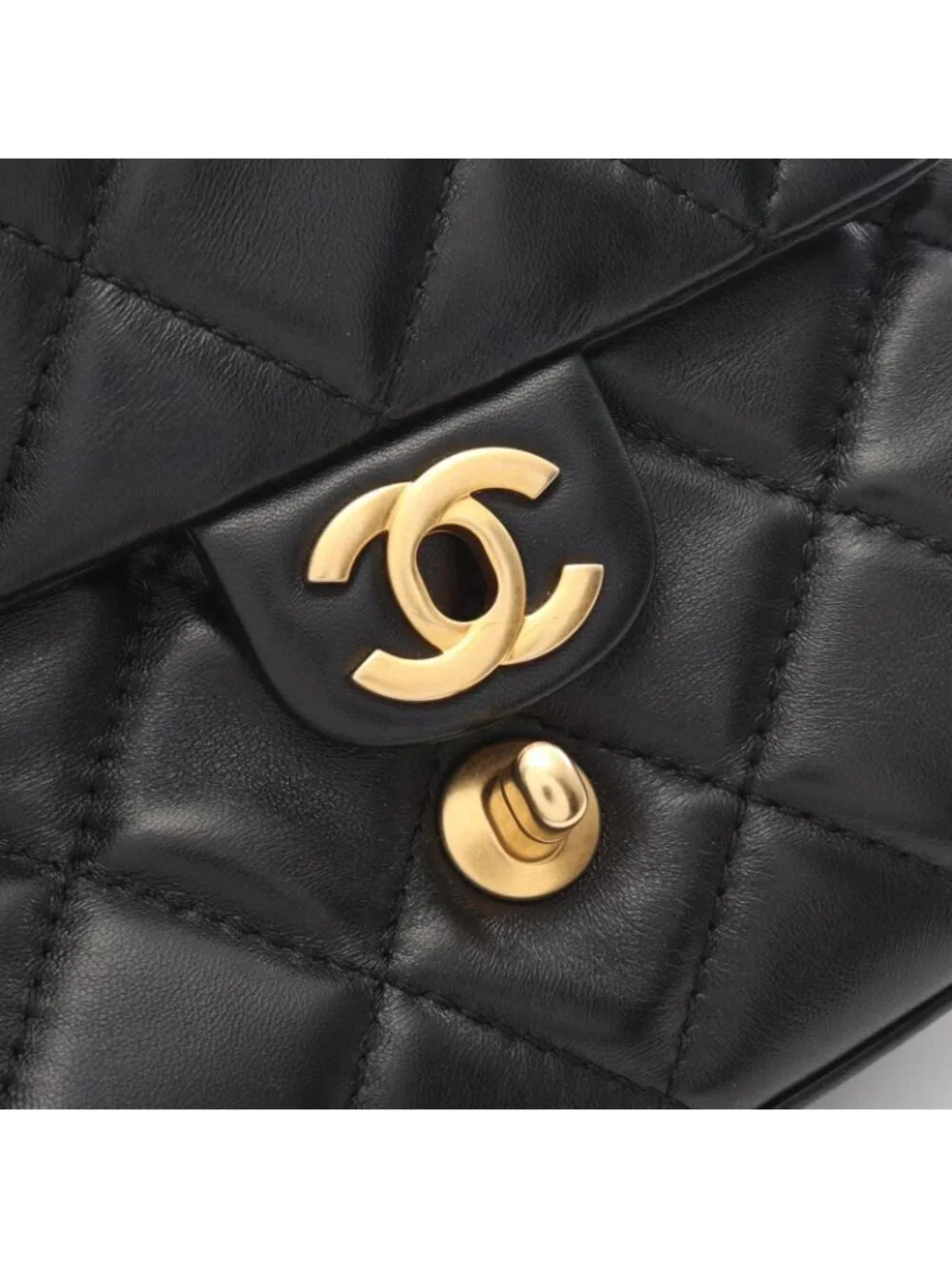 Chanel Shoulder Bag Quilted Small Flap Black Lambskin Chain